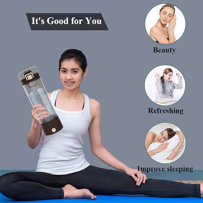 Hydrogen Water Bottle Hydrogen Alkaline Water Generator Ionizer Tritan Hydrogen Rich Water Maker Machine Rechargeable and Portable with SPE and PEM Technology 17Fl oz Tawny