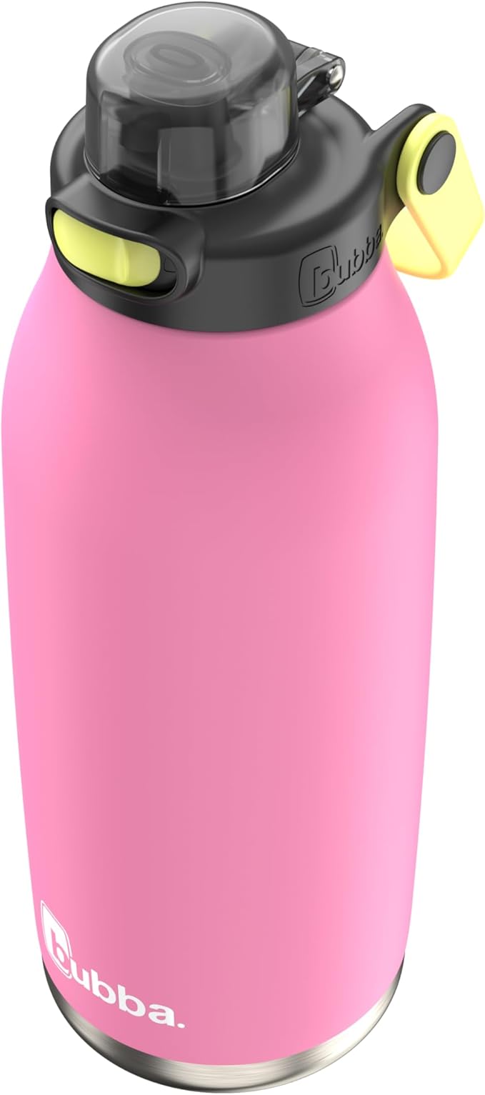 Bubba Radiant Stainless-Steel Pop-Up Straw, 40oz Water Bottle, Medium, Rubberized Azalea