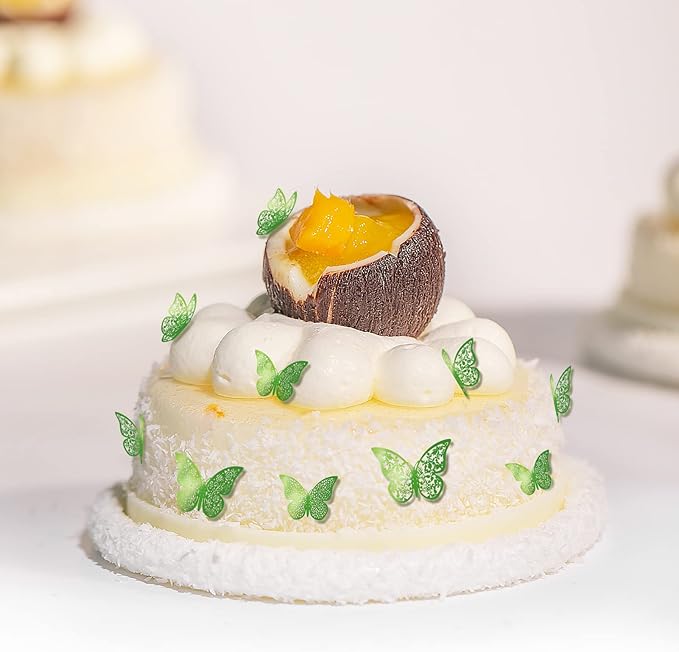 72Pcs 3D Butterfly Wall Decor 3 Sizes 3 Styles, Removable Butterfly Stickers Wall Decals, Butterfly Decorations Party Birthday Cake Decoration for Kids Nursery Wedding Bedroom Room(Green)