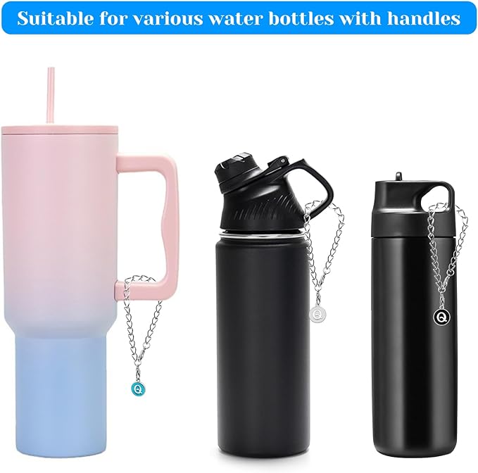 Letter Accessories for Stanley Cup,6PCS Initial Name ID Personalized Handle Personalized Handle Decor Set DIY Identification Handle Letter for Stanley Tumble (Q/White/Black/Blue)