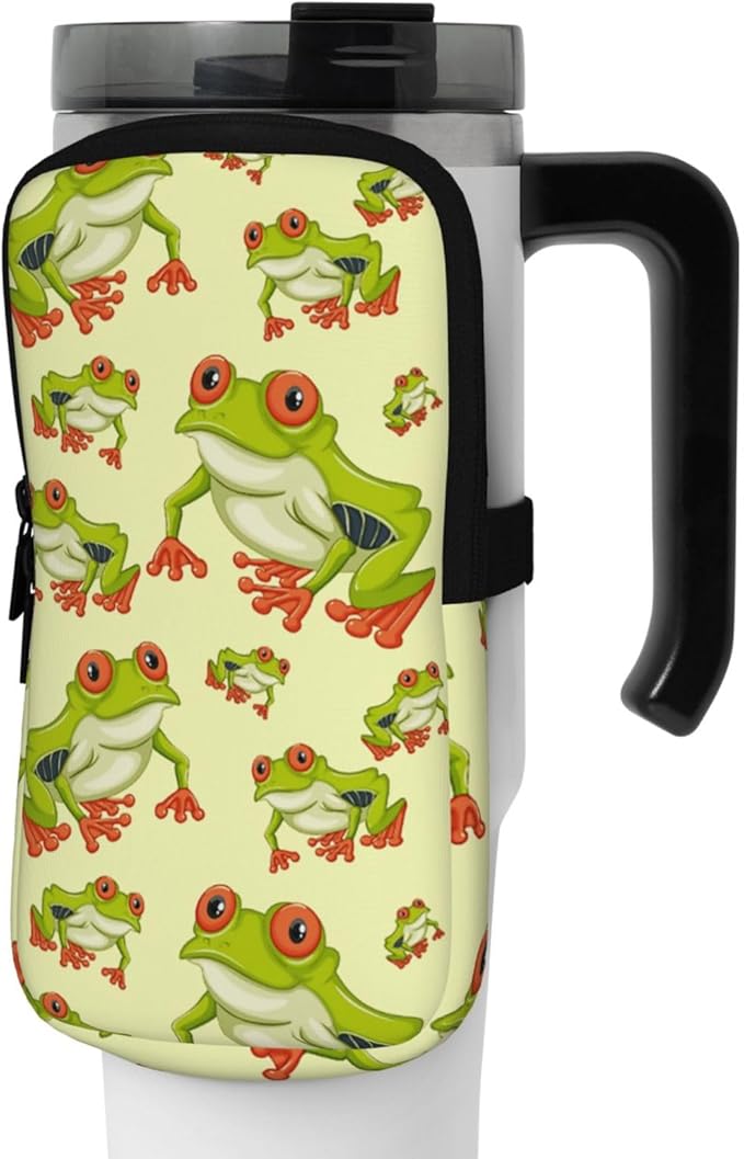 Water Bottle Pouch for Stanley Cup 40oz 30oz,Personalized Gym Purse for Men Women, Tumbler Pouch with Versatile Pocket Water Bottle Bag for Cards, Keys, Phone Botanical Leaf