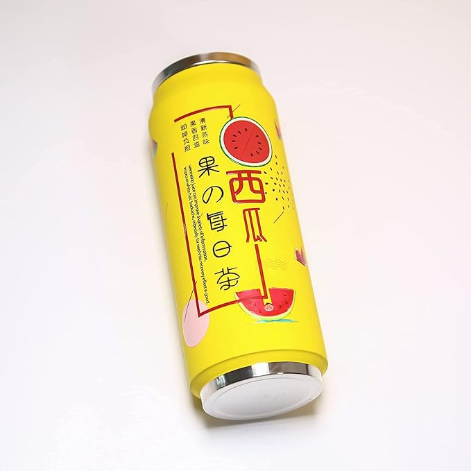 Kawaii Water Bottles Stainless Steel Water Bottle Kawaii Water Bottle with Straw Japanese Water Bottle Insulated (500ml/16.10oz，Yellow Watermelon)