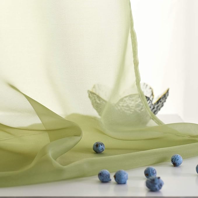 Green Sheer Curtains 95 Inch Length 2 Panels for Living Room/Bedroom/Canopy Window Rod Pocket Sage Green Sheer Curtains 52x95