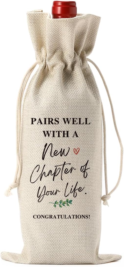 Going Away Gifts for Friends Leaving Away Farewell Retirement Gifts for Women Coworkers New Beginning New Business Owner Gifts for Women Men Pairs Well With A New Chapter of Your Life Wine Bag