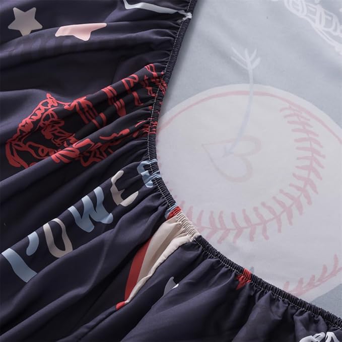 qjmiaofang Baseball Sheet Twin for Kids Sports Sheets Set 3Pieces Baseball Bed Sheet Set Sport Theme Bed Set Baseball Player Sheet Set Including 1 Flat Sheet 1 Fitted Sheet 1 Pillow Shams