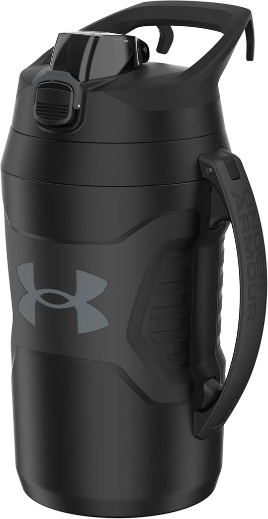 Under Armour Sports Water Jug, 64oz Insulated Water Bottle w/Handle, Half Gallon, Fence Hook, Leak Resistant, Baseball, Football & More