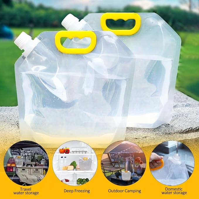 MODUODUO Collapsible Water Jug Container Bag 5pcs Outdoor Folding Water Bag with Handle for Catered Events, Camping, or Hiking (1.3 gal)