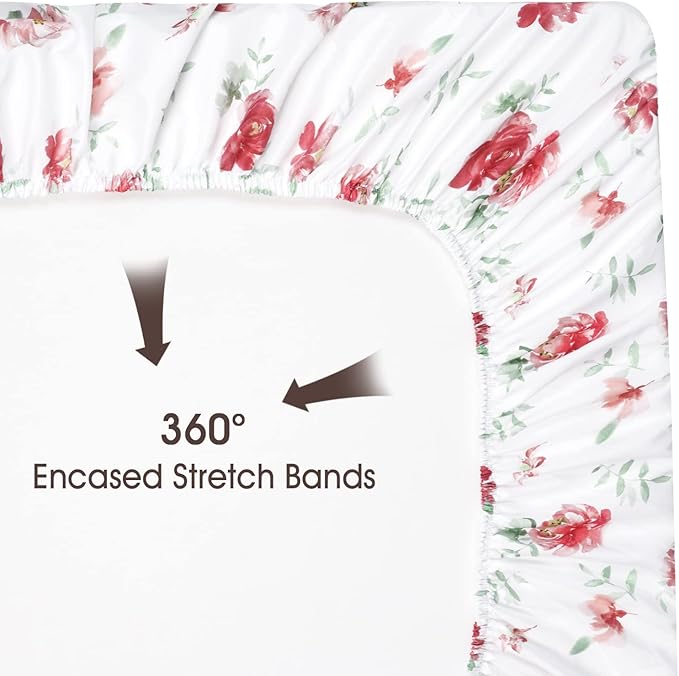 PHF Soft Bassinet Sheet Set, 2 Pack Silky Comfy Breathable Cradle Sheets for Baby Girls, Univeral Fit for Most Cradle and Bassinet Mattress, Watercolor Floral