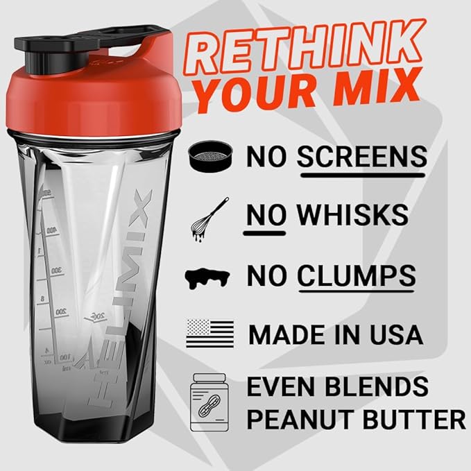 HELIMIX 2.0 Vortex Blender Shaker Bottle, 29 Fluid Ounces, Plastic, No Shaking Accessories Needed, Odor Resistant, Leak Proof, Durable, Easy to Clean, Sturdy Loop for Transport