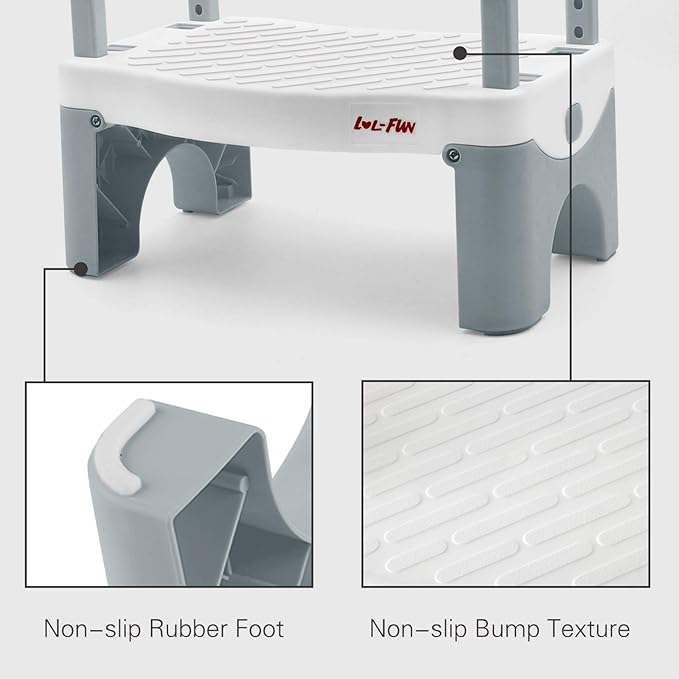 Potty Step Stool for Toddlers 2 Pack, Toddler Step Stool for Bathroom Sink, Kids Toilet Step Stool for Toddler Boys and Girls -Grey