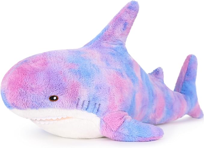 MorisMos Giant Shark Stuffed Animal, Chubby Shark Pillow Baby Shark Plush Toy Shark Toys Cute Stuffed Shark Plush Big Shark Plush Pillow for Kids, Purple, 32in
