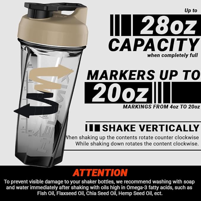 HELIMIX 2.0 Vortex Blender Shaker Bottle Holds upto 28oz | No Blending Ball or Whisk | USA Made | Portable Pre Workout Whey Protein Drink Shaker Cup | Mixes Cocktails Smoothies Shakes | Top Rack Safe