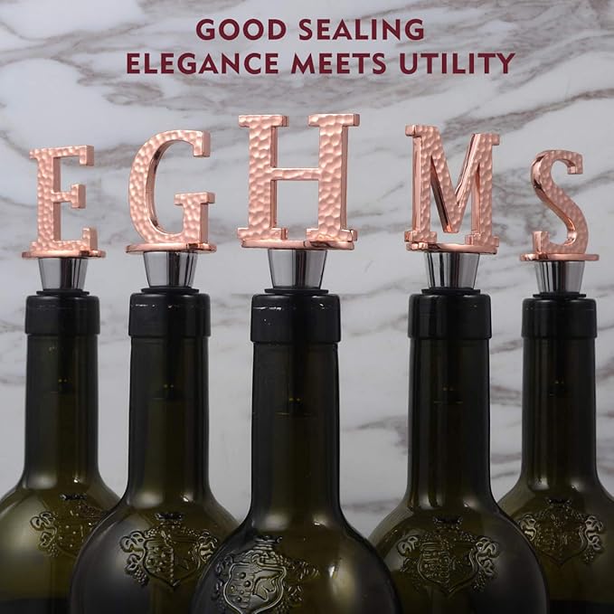 Miicol Wine Stopper, Prosecco Stopper, Wine Bottle Stopper, Personalised Champagne Stopper, Rose Gold Wine Accessories, Wine Lovers Gift, Monogram Gift, Letter H