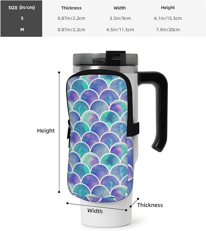 Galaxy Mandala Water Bottle Pouch for Stanley Cup 40oz 30oz,Personalized Gym Purse for Men Women, Tumbler Pouch with Versatile Pocket Water Bottle Bag for Cards, Keys, Phone