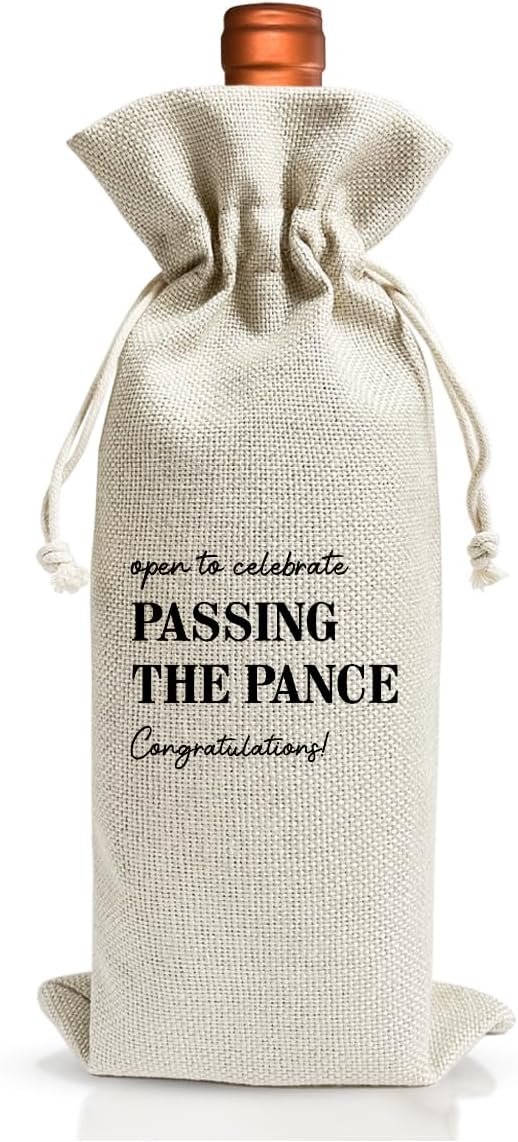 Passing The PANCE Gifts Wine Bag For Students Friend Doctor Nurse Practitioner, Med School Farewell Graduation Party Decoration, Reusable Burlap Wine Bag, Open To Celebrate Passing The Pance