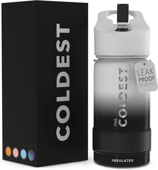 Coldest Sports Water Bottle - Straw Lid Bottle with Handle Leak Proof, Vacuum Insulated Stainless Steel, Double Walled, Thermo Mug, Metal | Hyperspace 14 oz