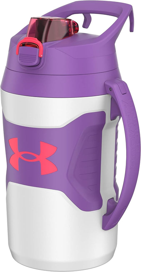 Under Armour Sports Water Jug, 64oz Insulated Water Bottle w/Handle, Half Gallon, Fence Hook, Leak Resistant, Baseball, Football & More