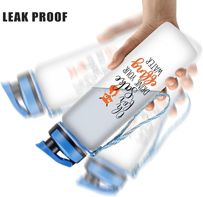 LEADO 32 oz 1 Liter Motivational Water Bottle with Time Marker - for Fox Sake Drink Your Effing Water - Funny Mothers Day, Birthday Gifts for Women Men Mom Daughter Sister Wife Friend Coworker