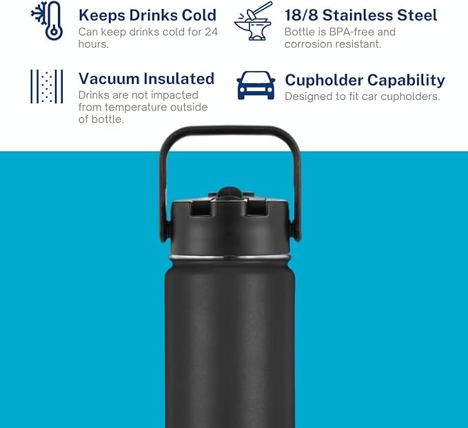 HydroBottle | Stainless Steel Filtered Water Bottle, 24 oz | BPA-Free, Removes Lead, Chlorine, Arsenic, VOCs | Filter Lasts 3 Months, Replaces 568 Plastic Bottles