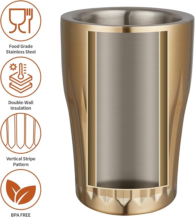 Gold Wine Chiller Vertical Stripe Pattern Wine Bottle Cooler