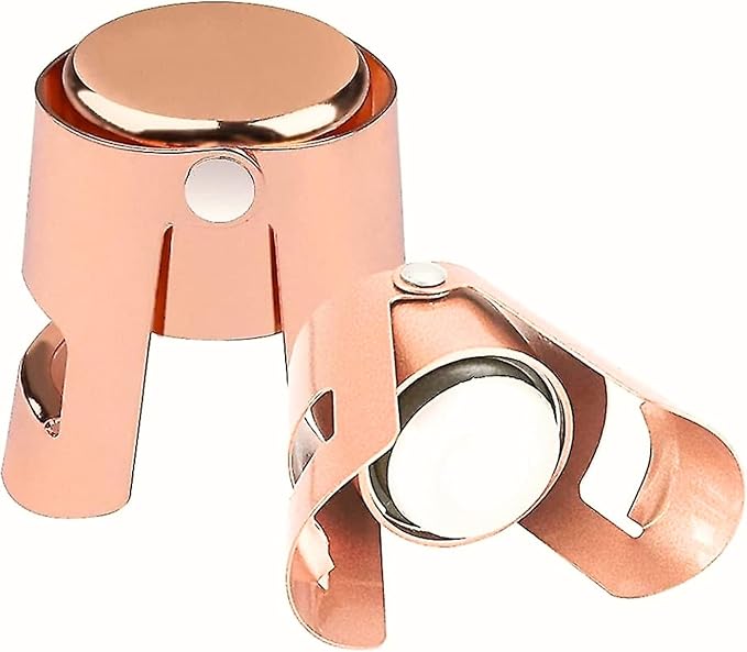 Champagne Stoppers for Sparkling Bottle Sealing - Saver Accessories Toppers for Wine Napa Moet Bottega - Cone-shaped wine stoppers and Dual-sided Stainless Steel Cover Bottles Set (Pink 2 & 2)