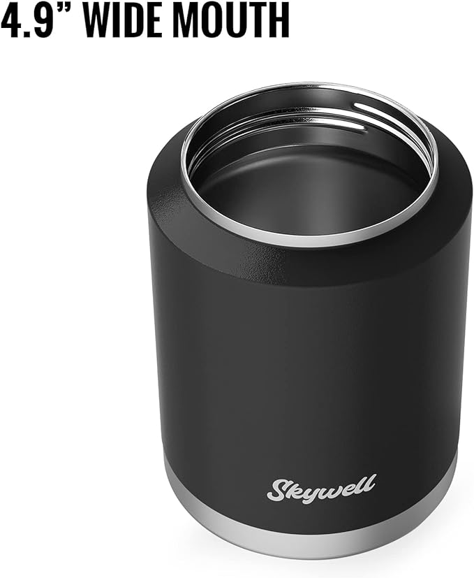 SkyWell Half Gallon Insulated Water Bottle with Handle and Wide Mouth Water Flask Sweat-Proof and Leak-Proof 64 Oz Water Jug for Outdoors, Black