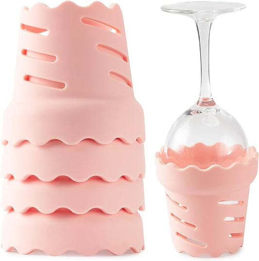Water Bottle Drying Rack, Silicone Individual Faster Dryer Stand Holder for Cup, Wine Glass, Coffee Mug, Tumbles, Adult Travel Air Drying Rack, Space Saving, (Pink，4-Pack)