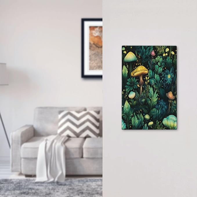 Green Dark Forest Mystical Mushroom 1 Gang Light Switch Covers No Device Wall Plate Decorative Blank Switchplate Electrical Faceplate for Farmhouse Country Bathroom Bedroom Decor