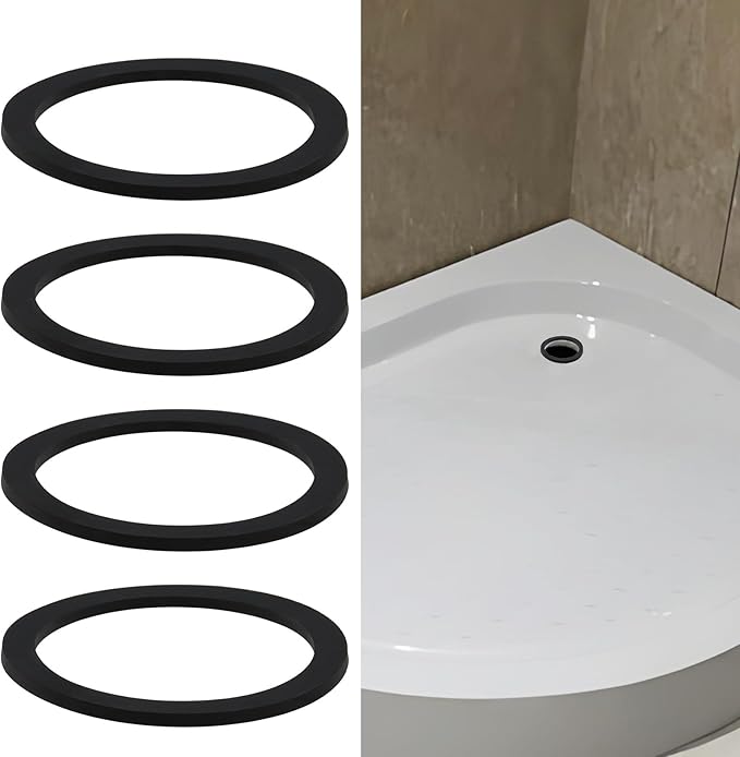 ECSiNG 4PCS 90mm Shower Tray Base Trap Waste Spare Rubber Waste Seal 105mm x 85mm x 4mm Spare Rubber Washer for Bathroom Shower Tray Waste O Ring