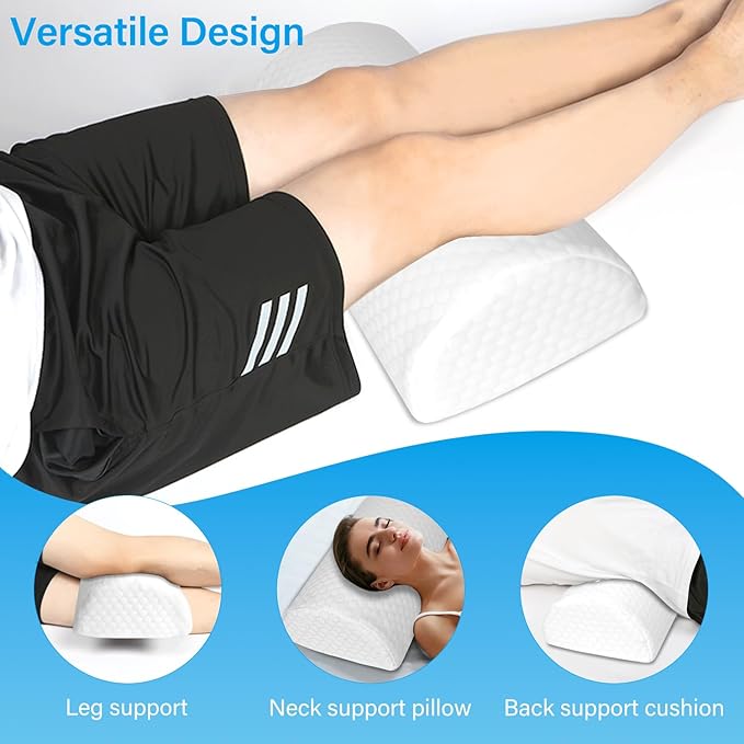 Half Moon Bolster Pillow for Legs, Knees, Lower Back and Head, Lumbar Support Pillow for Bed,Knee Pillow For Side Sleepers,Sleeping | Semi Roll for Ankle and Foot Comfort - Machine Washable Cover