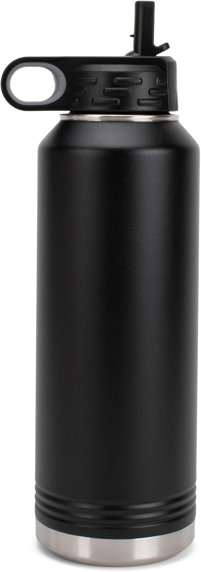 Elanze Designs Dog Dad Pawprint Black 32 ounce Stainless Steel Water Bottle With Straw