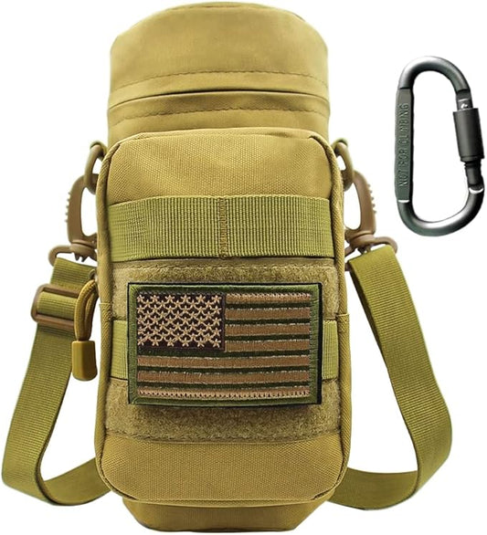 Outdoor Military Tactical Water Bottle Bag, Multi-Function Mount Water Bottle Bag for Camping Trip, with Adjustable Shoulder Strap, Large-Capacity Water Bottle Bag on Waist