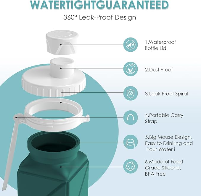 SPECIAL MADE Collapsible Water Bottles Cups Leakproof Valve Reusable BPA Free Silicone Foldable Travel Water Bottle Cup for Gym Camping Hiking Travel Sports Lightweight Durable