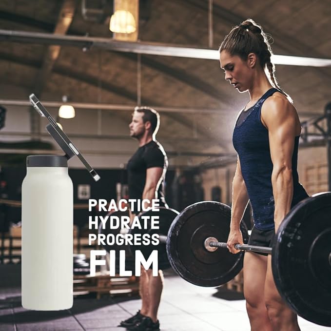 Stainless Steel Water Bottle With Magnetic Phone Holder, medium, red wine, JX-0008