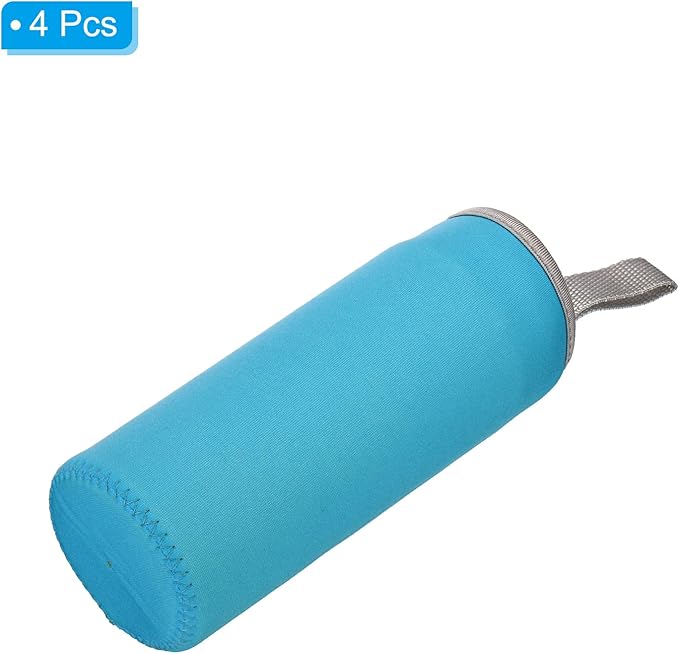 PATIKIL 65mmx180mm Water Bottle Sleeve, 4 Pack Neoprene Insulated Bottle Bag Holder Carrier Pouch with Finger Strap, Blue