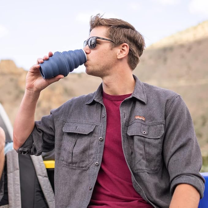 HYDAWAY Collapsible Water Bottle - 25oz I Reusable Water Bottle with Flip Top Lid for Travel, Hiking, Backpacking I Portable & Leakproof, Food-Grade Silicone, BPA Free, Collapses to 1.5” (Bluebird)