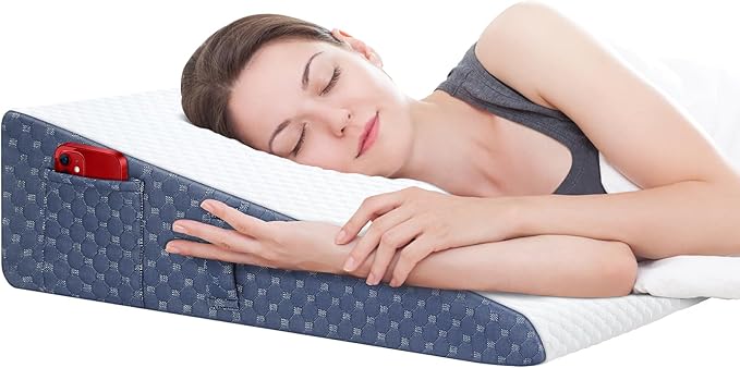 Wedge Pillow for Sleep Apnea, 2024 New 7.5'' Bed Wedge Pillow, Acid Reflux, Heartburn, GERD, Neck Pain, Cooling Memory Foam Top, Removable Washable Cover Incline Pillow for Improved Sleep