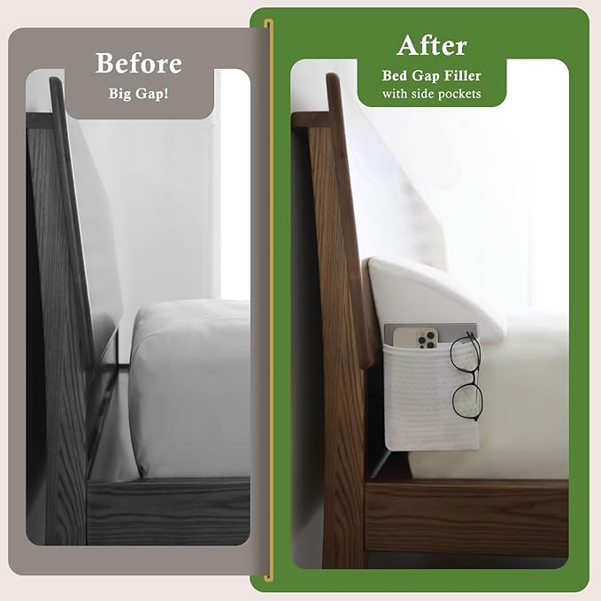 Bed Wedge Pillow for Headboard, Bed Gap Filler King of Headboard Pillow, Mattress Gap Filler Made with Triangle Pillow to Close The Gap (0-8") Between Headboard/Wall and Mattress (76"x8"x 6")