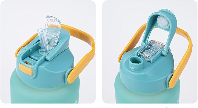 Three piece set of large capacity plastic cups, gradient water cups, sports kettles, straw cups, outdoor water cups, Black and blue