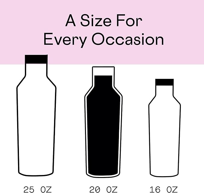 Corkcicle Insulated Canteen Travel Water Bottle, Triple Insulated Stainless Steel, Easy Grip Straw Mouth, Keeps Beverages Cold for 25 Hours or Warm for 12 Hours, 20oz, Gloss Black