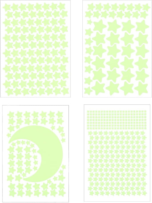 uxcell Glow Stars and Moon, Glow in The Dark Stickers, Stars and Squares Wall Decals Glowing Decal Decoration for Ceiling and Wall
