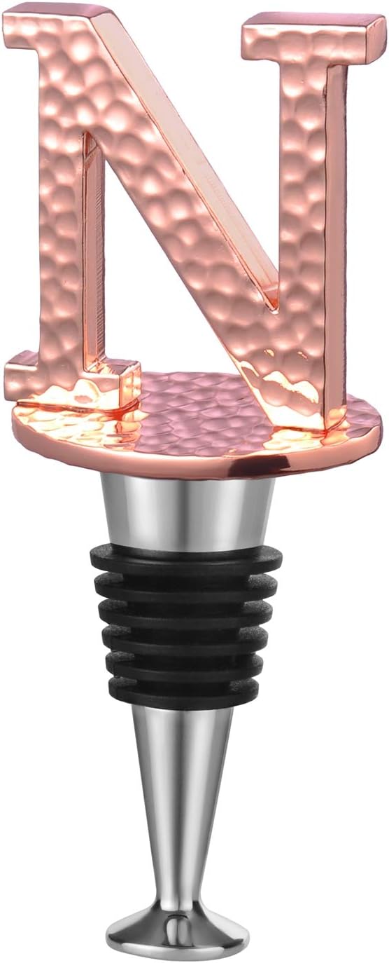 Miicol Wine Bottle Stopper, Prosecco Stopper, Rose Gold Wine Stopper, Personalised Champagne Stopper, Initial Wine Stopper, Funny Prosecco Gift, Wine Lovers Gift, Letter N