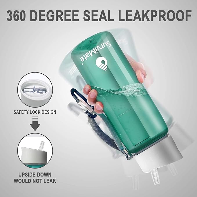 SurviMate 0.01μm Ultra-Filtration Filtered Water Bottle, Portable Water Filter Bottle with 4-Stage Filtration for Survival, Camping, Hiking, Backpacking, Drinking, Emergency