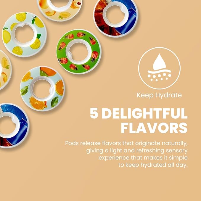 5 Flavor Pods For Air Water Bottle | 0 Sugar Flavor Fruit Taste Pods | Fruit Scented Flavor Pods | Compatible With air water bottle | Water Rings Outdoor Sports