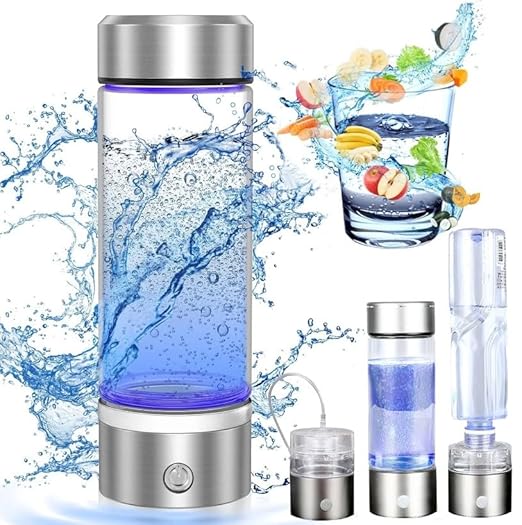 Hydrogen Water Bottle, Rechargeable Hydrogen Water Bottle Generator with SPE PEM Technology, Portable Hydrogen Water Ionizer Machine Improve Water in 3 Mins for Home, Gym,Travel,Gift, Silver