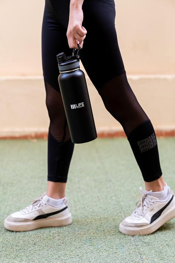 TempPro Water Flask - 3 Straw Lids, Leak-proof Stainless Steel Gym & Outdoor Bottles for Men& Women - Double Walled, Insulated Thermos (32 OZ)