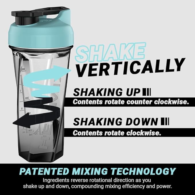 HELIMIX 2.0 Vortex Blender Shaker Bottle Holds upto 28oz | No Blending Ball or Whisk | USA Made | Portable Pre Workout Whey Protein Drink Shaker Cup | Mixes Cocktails Smoothies Shakes | Top Rack Safe
