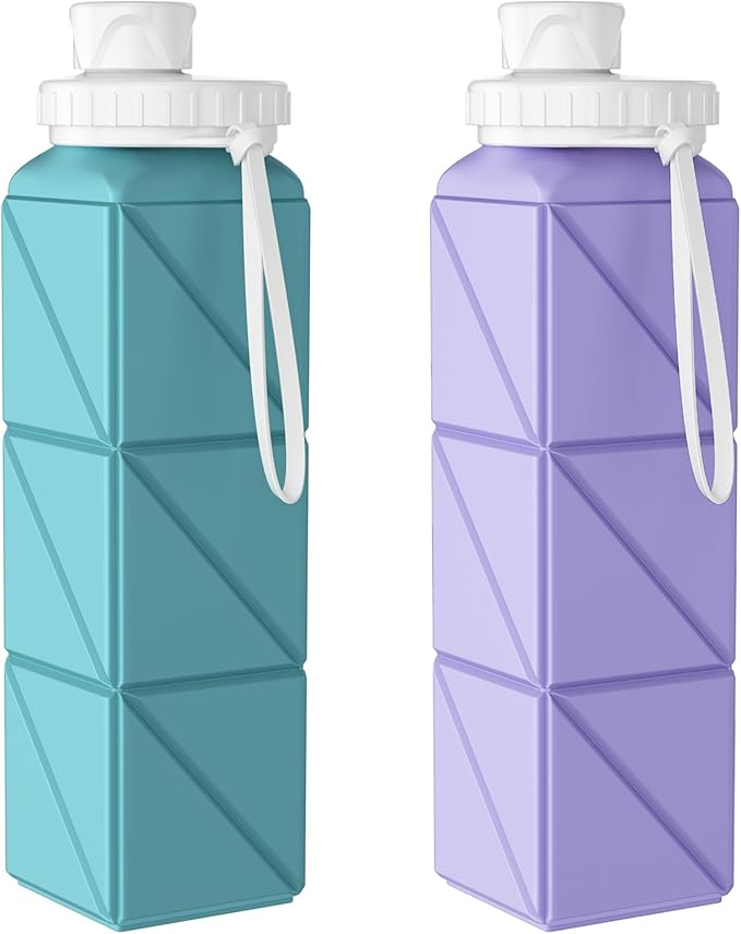 SPECIAL MADE Collapsible Water Bottles Cups Leakproof Valve Reusable BPA Free Silicone Foldable Travel Water Bottle Cup for Gym Camping Hiking Travel Sports Lightweight Durable