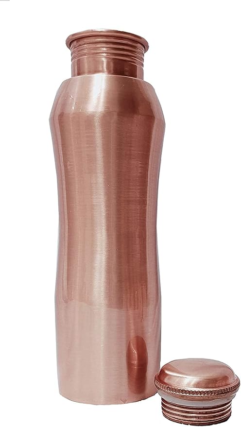 Kunal Pure Copper Water Bottle 34 Oz, Curve water Bottle Joint Free-Ayurveda Health For Travelling Purpose Copper Vessel for Drinking Water Bottle 1 Litre Gift, Capacity 1000 Ml