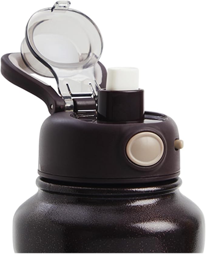 Elk Stainless Steel Bottle with Easy-Push Lock Button and Dual Lid with Removable Straw - 30 Oz - Rustic Raisin Bread